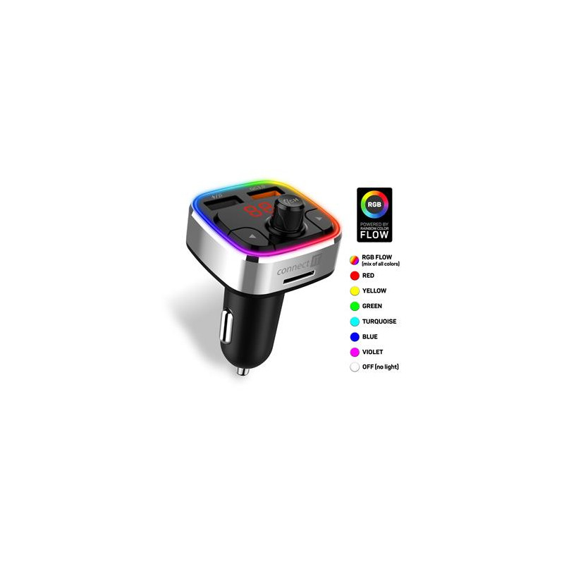 CONNECT IT CarRGB Bluetooth transmitter, 2xUSB+MicroSD, STŘÍBRNÝ