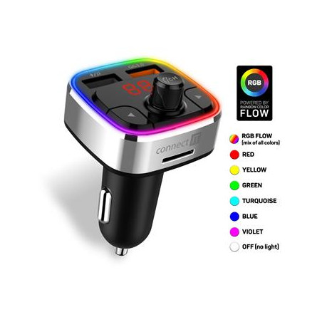 CONNECT IT CarRGB Bluetooth transmitter, 2xUSB+MicroSD, STŘÍBRNÝ