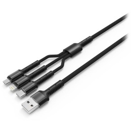 Colorway Nabíjecí Kabel 3v1 Lightning+MicroUSB+USB-C/ 4A/ Nylon/ 1,2m/ Šedivý