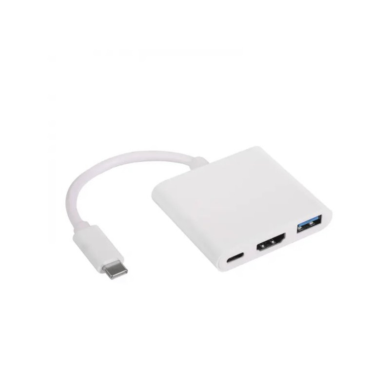 Akyga hub USB type C/USB 3.0/USB type C/HDMI/ABS/20cm