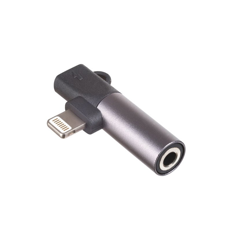 Akyga adaptér Lightning/Lightning/Jack 3.5mm/ABS/cerná