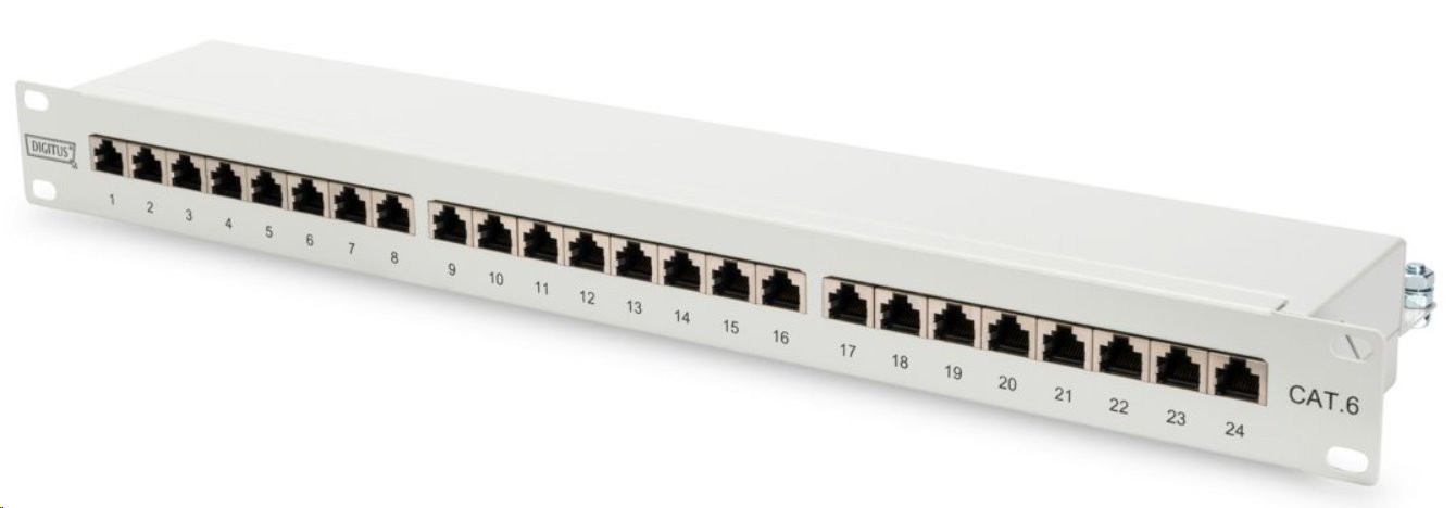 Premium Patch panel 24xRJ45, CAT6, STP, šedý