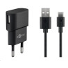 PremiumCord Napájecí a nabíjecí adaptér 230V na USB 5V/1A + USB-C kabel 1m, černý