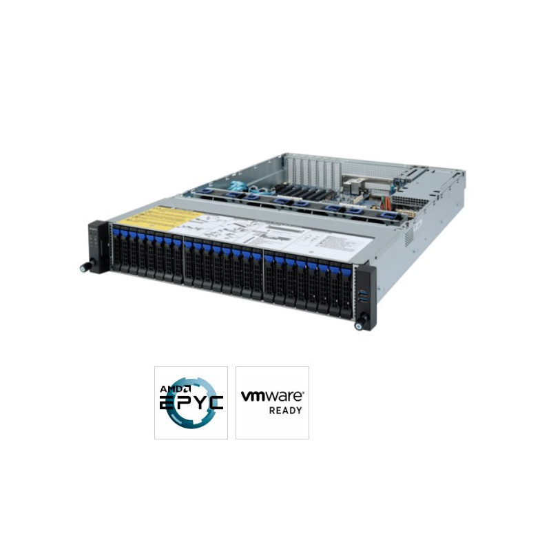 Gigabyte server R272-Z32 1xSP3 (AMD Epyc 7002), 16x DDR4 DIMM,24+2x 2,5, M.2, 2x 1GbE i350+OCP, IPMI, 2x 800W plat