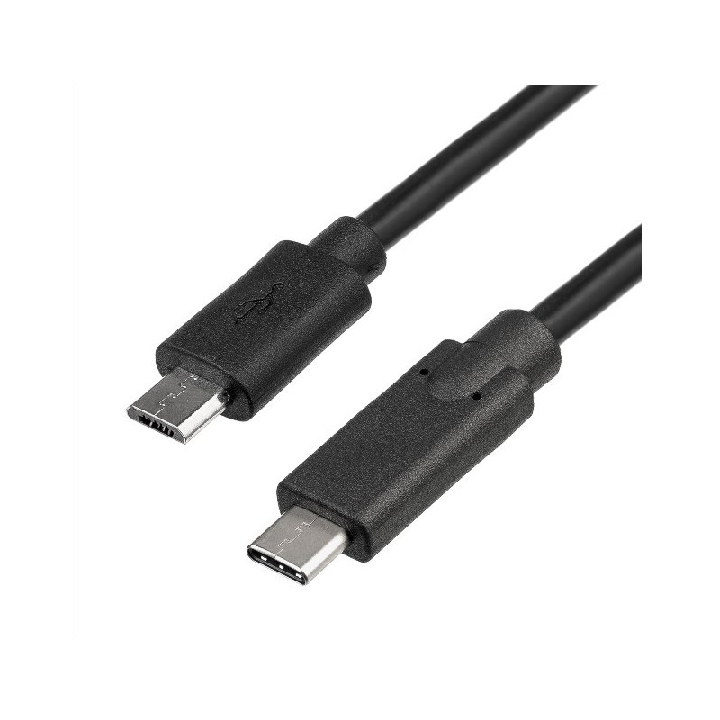 Akyga kabel microUSB / USB type C 1.0m/černá