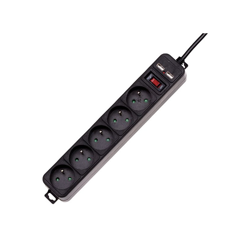 Akyga Přepěťová ochrana 250V/50Hz/1.5 m/černá prodlužovačka
