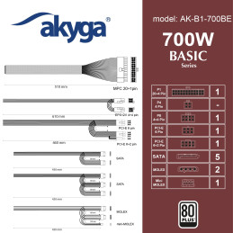 Zdroj Akyga AK-B1-700BE Basic Black Edition ATX 2.31 - 700W, 80+