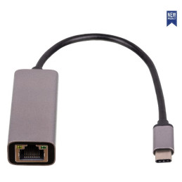 Akyga adaptér USB type C/RJ45/PVC/ABS/Stříbrný