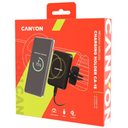 CANYON držák telefonu do ventilace auta MegaFix CA-15, Qi, magnetický, wireless nabíjení, PD 15W, USB-C