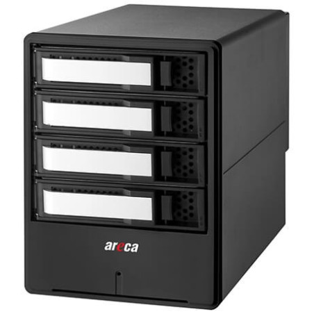Areca Desktop RAID, 4x 3.5" HDD, 2x40Gb/s TB3 & USB-C, RAID 0/1/10/3/5/6, Single Disk, JBOD