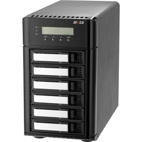 Areca Desktop RAID, 6x 3.5" HDD, 2x40Gb/s TB3 & USB-C, RAID 0/1/10/3/5/6/30/50/60, Single Disk, JBOD