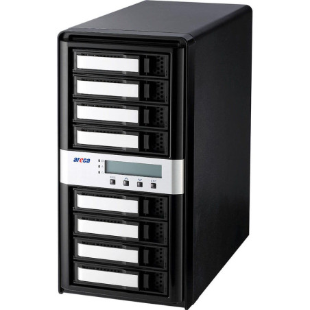 Areca Desktop RAID, 8x 3.5" HDD, 2x40Gb/s TB3 & USB-C, RAID 0/1/10/3/5/6/30/50/60, Single Disk, JBOD