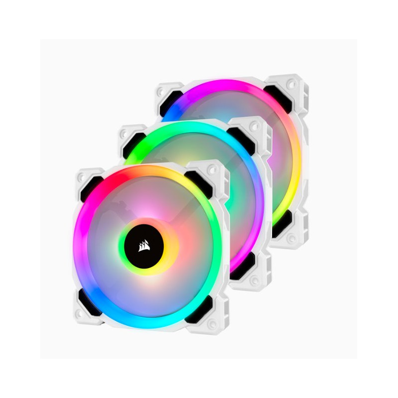 Corsair ventilátor LL Series, LL120 RGB White, 120mm Dual Light Loop RGB LED PWM Fan, 3 Fan Pack with Lighting Node PRO