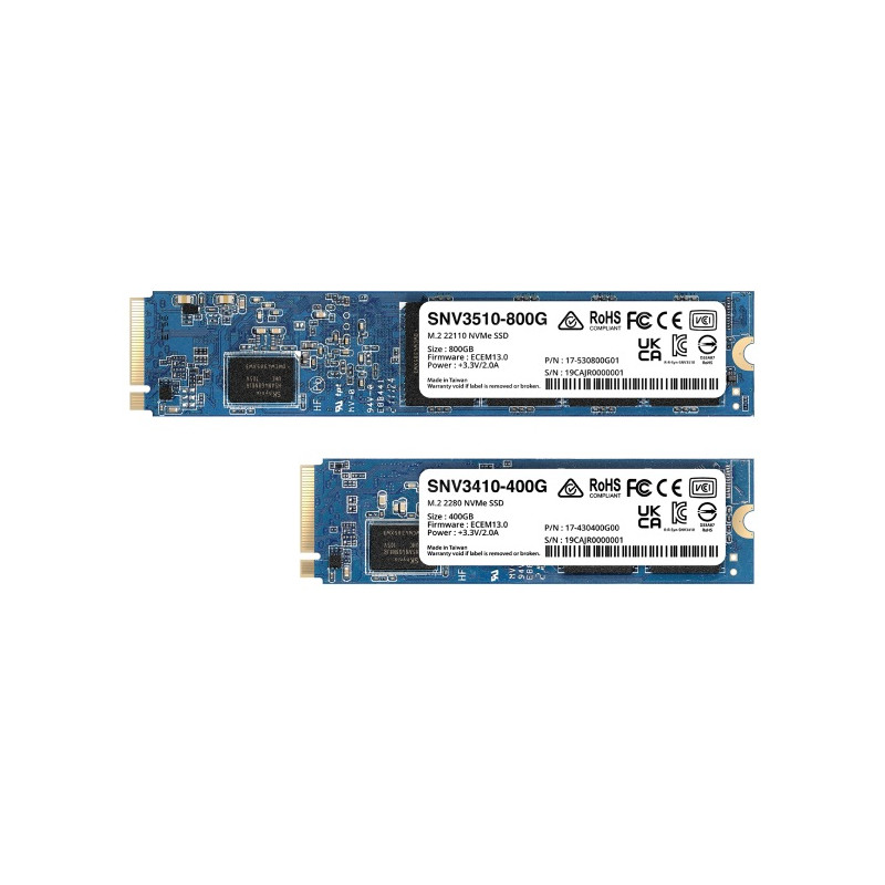 Synology SSD Enterprise M.2 NVMe SNV3410-400G, 400 GB, čtení/zápis: 3000/750 MB/s, M.2 2280