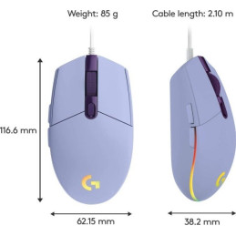 Logitech G203 LIGHTSYNC Gaming Mouse - LILAC - EMEA