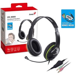 GENIUS headset HS-400A, 2x 3,5 jack, redukce na single jack