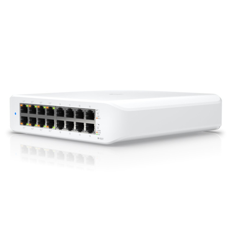 Ubiquiti Switch L2 UniFi USW-Lite-16-POE, 16-Port Gigabit, 8x PoE-out, PoE budget 45W