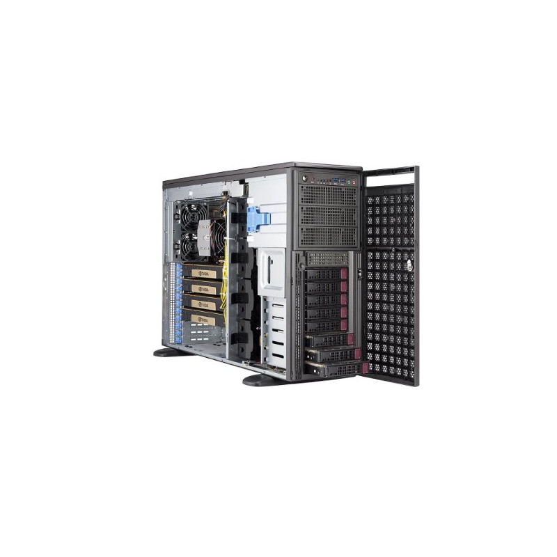 SUPERMICRO Tower/4U Workstation 1x LGA4189, iC6211, 16x DDR4, 8x HS (3,5"), 2x2200W (titanium), 1Gb+10GbE, IPMI
