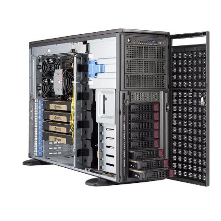 SUPERMICRO Tower/4U Workstation 1x LGA4189, iC6211, 16x DDR4, 8x HS (3,5"), 2x2200W (titanium), 1Gb+10GbE, IPMI