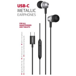 Swissten usb-c sluchátka metallic černá