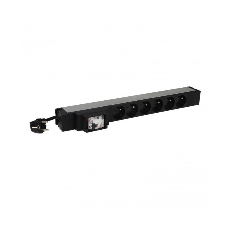 LEGRAND PDU Základní, 1U-19", výstup 6x 230V (CZ/FR), 1-fáze 16A, vstup CZ vidlice - kabel 3m, 16A proudový chánič
