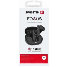 Swissten bluetooth anc sluchátka focus černá