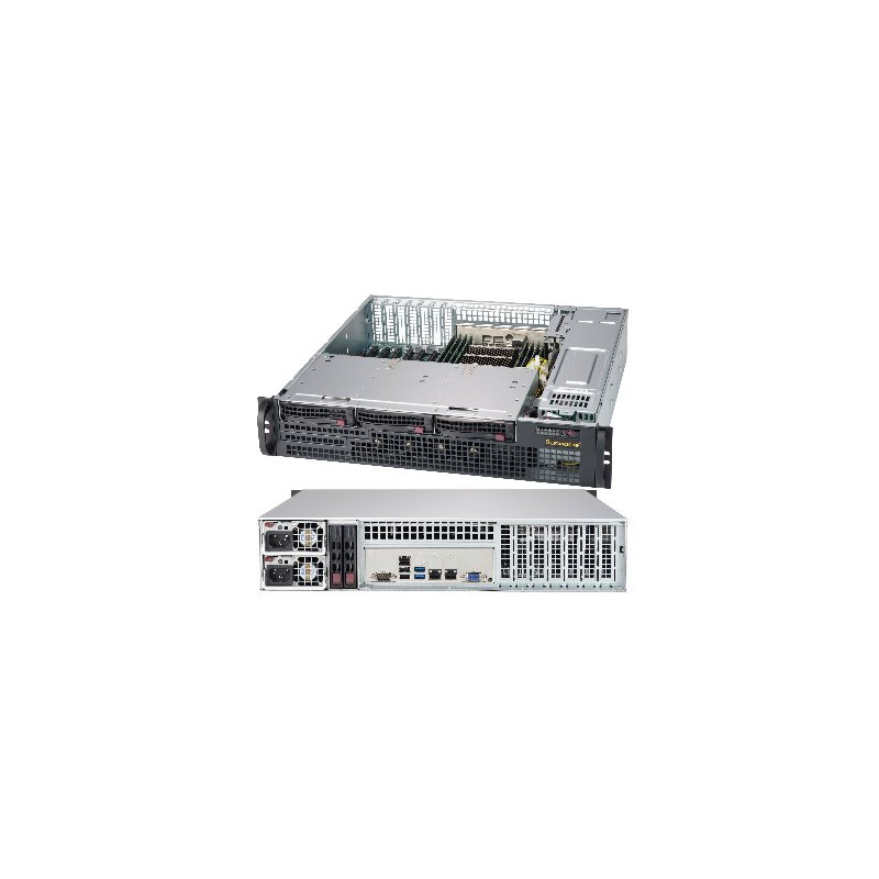 SUPERMICRO 2U short depth chassis 3x 3,5" HS SAS/SATA, DVD, 2x800W (titanium), WIO