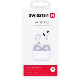 Swissten bluetooth tws sluchátka minipods bílá