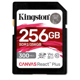 Kingston paměťová karta 256GB Canvas React Plus SDXC UHS-II 300R/260W U3 V90 for Full HD/4K/8K