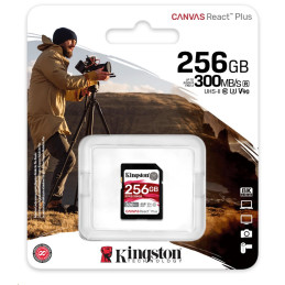 Kingston paměťová karta 256GB Canvas React Plus SDXC UHS-II 300R/260W U3 V90 for Full HD/4K/8K