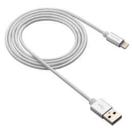 CANYON nabíjecí kabel Lightning MFI-3, opletený, Apple certifikát, délka 1m, perleťově bílá