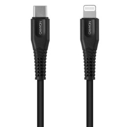 CANYON nabíjecí kabel Lightning MFI-4, USB-C Power delivery 18W, Apple certifikát, délka 1.2m, černá