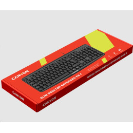 CANYON klasická USB klávesnice CZ/SK, omývatelná, černá