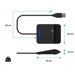 CONNECT IT USB čtečka eObčanek a čipových karet, ČERNÁ
