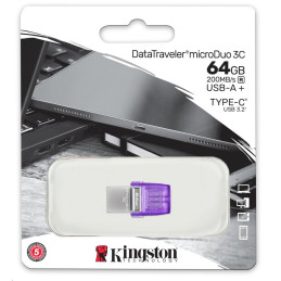 Kingston flash disk 64GB DT MicroDuo 3C USB A + USB-C