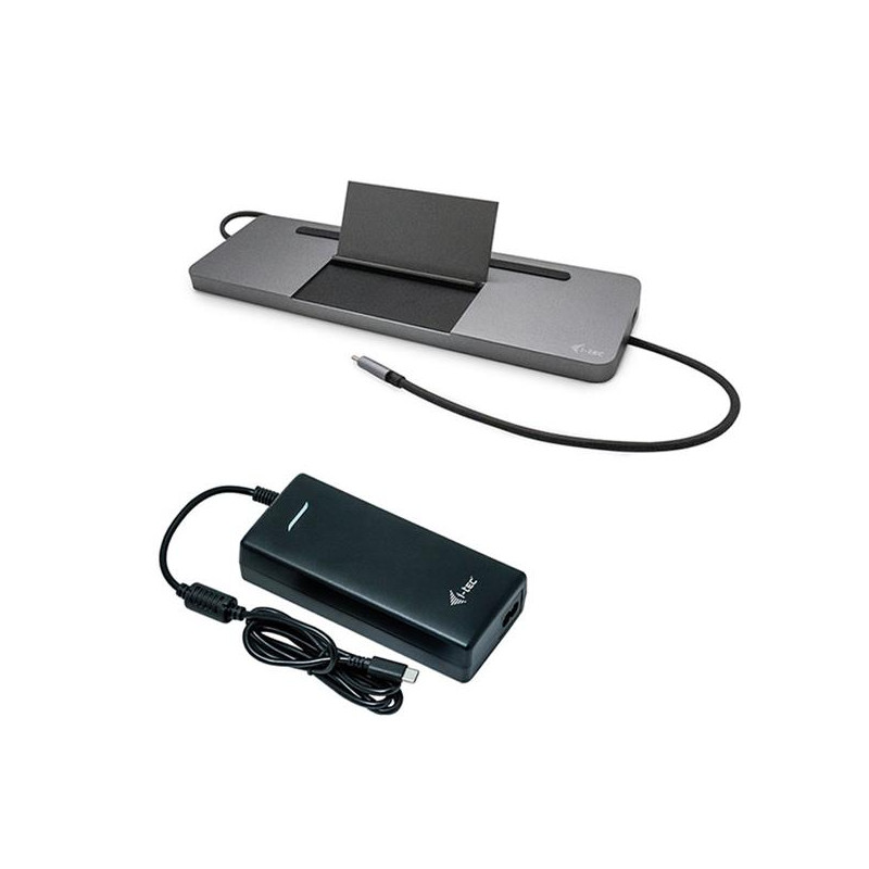 i-tec USB-C Metal Low Profile Triple Display Docking Station + Power Delivery 85 W Charger 112W (bundle)