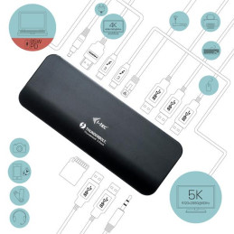 i-tec Thunderbolt 3 Dual 4K Docking Station + USB-C to DP Cable (1,5 m) with Power Delivery 85W + Two TB3 Cables: 150cm