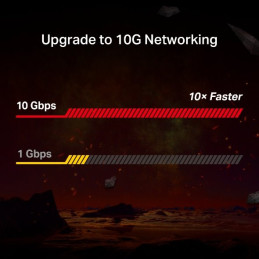 10 Gigabit PCI Express Network Adapter SPEC: PCIe 3.0 ×4, Include CAT6A Ethernet Cable FATURE: Support 10/5/2.5/1 Gbps a