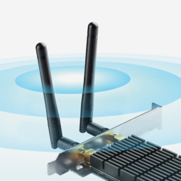 AXE5400 Tri-Band Wi-Fi 6E Bluetooth PCI Express Adapter SPEED: 2402 Mbps at 6 GHz + 2402 Mbps at 5 GHz + 574 Mbps at 2