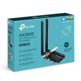 AXE5400 Tri-Band Wi-Fi 6E Bluetooth PCI Express Adapter SPEED: 2402 Mbps at 6 GHz + 2402 Mbps at 5 GHz + 574 Mbps at 2