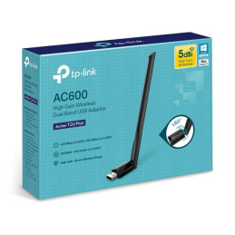 AC600 High Gain Dual Band Wi-Fi USB Adapter SPEED: 433 Mbps at 5 GHz + 200 Mbps at 2.4 GHz SPEC: 1× High Gian External A