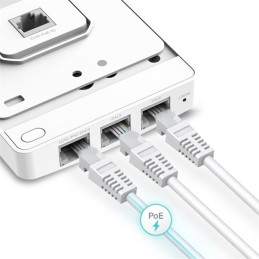 AC1200 Wall-Plate Dual-Band Wi-Fi Access Point PORT: Uplink: 1× Gigabit RJ45 Port, Downlink: 3× Gigabit RJ45 Port SPEED