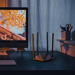 AC1200 Dual-Band Wi-Fi Gigabit Router SPEED: 300 Mbps at 2.4 GHz + 867 Mbps at 5 GHz SPEC: 4× Fixed External Antennas,