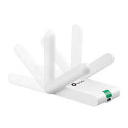 300Mbps High Gain Wi-Fi USB Adapter SPEED: 300 Mbps at 2.4 GHz SPEC: 2× High Gian External Antennas, Mini USB 2.0, Exten