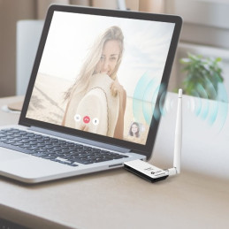 150Mbps High Gain Wi-Fi USB Adapter SPEED: 150 Mbps at 2.4 GHz SPEC: 1× High Gian External Antenna, USB 2.0 FEATURE: WPS