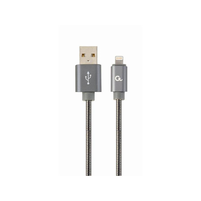 Gembird kábel nabíjací Lightning 8-pin (M) na USB 2.0 (M), prémiový, metalicky opletený, 1 m, šedý