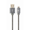 Gembird kábel nabíjací Lightning 8-pin (M) na USB 2.0 (M), prémiový, metalicky opletený, 1 m, šedý