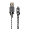 Gembird kábel nabíjací Lightning 8-pin (M) na USB 2.0 (M), prémiový, opletený, metal konektory, 2 m, šedo-strieborný