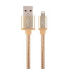 Gembird kábel nabíjací Lightning 8-pin (M) na USB 2.0 (M), prémiový, opletený, metal konektory, 1.8 m, zlatý
