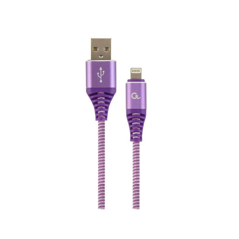 Gembird kábel nabíjací Lightning 8-pin (M) na USB 2.0 (M), prémiový, opletený, 2 m, fialový